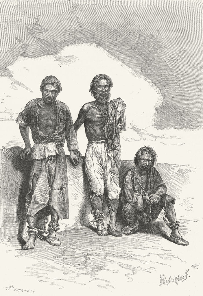CHINA. Vagrant Convicts c1885 old antique vintage print picture